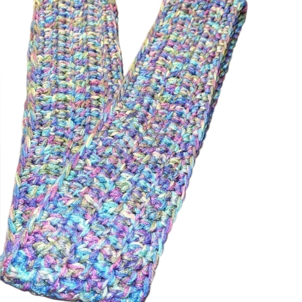 Multi colored crochet scarf